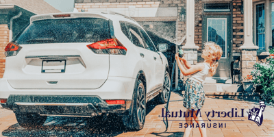 child washing car